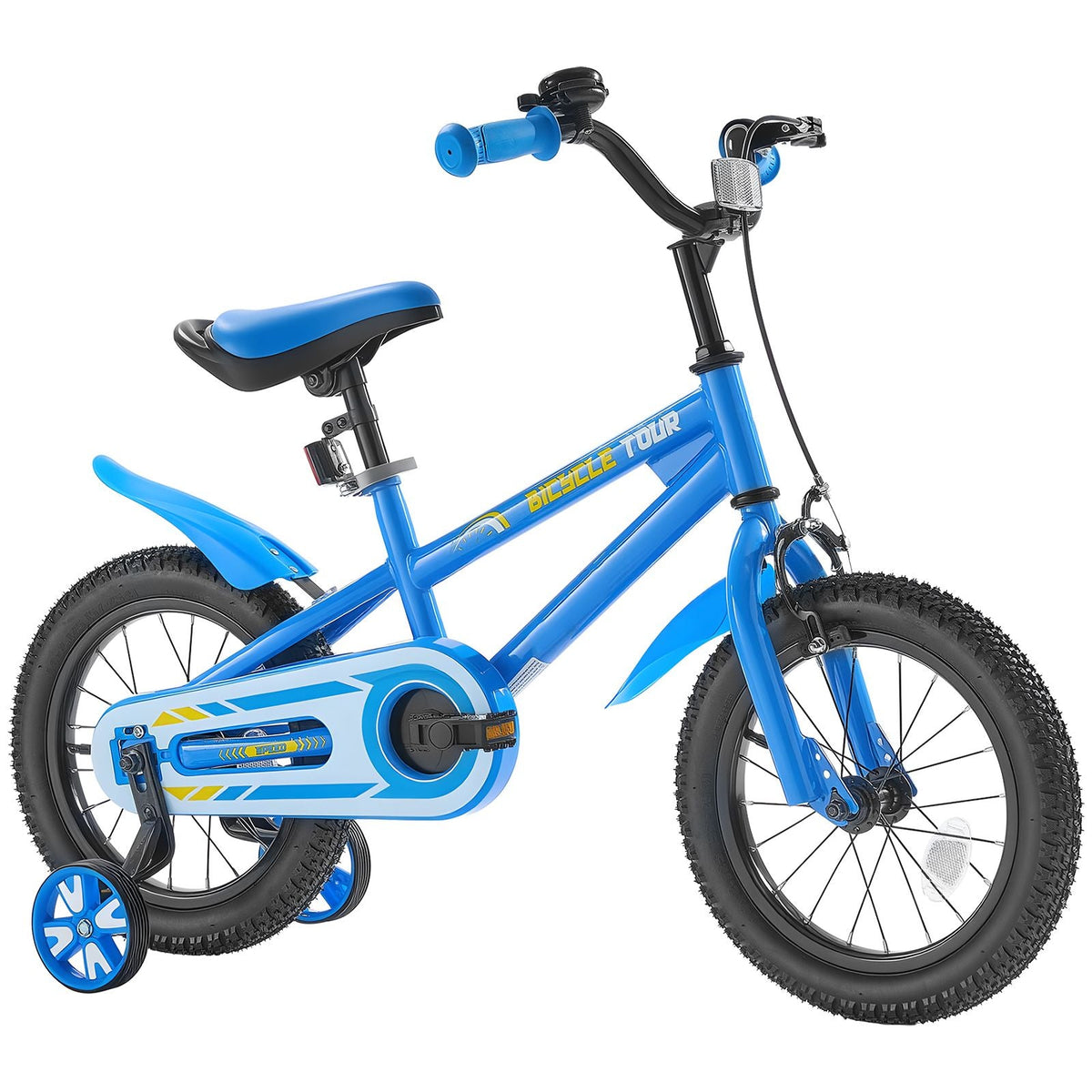 Kids Bike, 14 Inches BMX Style Children Bicycle, Rider Height 2.95 ft - 3.77 ft, Training Wheels Included, Sturdy and Easy to Assemble, Toddler Bike for Boys & Girls Learning to Ride, Blue