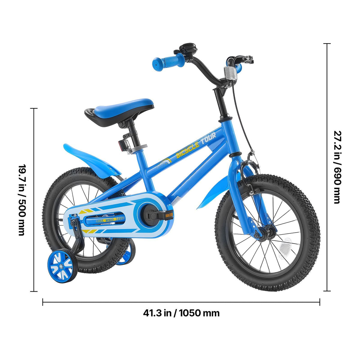 Kids Bike, 14 Inches BMX Style Children Bicycle, Rider Height 2.95 ft - 3.77 ft, Training Wheels Included, Sturdy and Easy to Assemble, Toddler Bike for Boys & Girls Learning to Ride, Blue