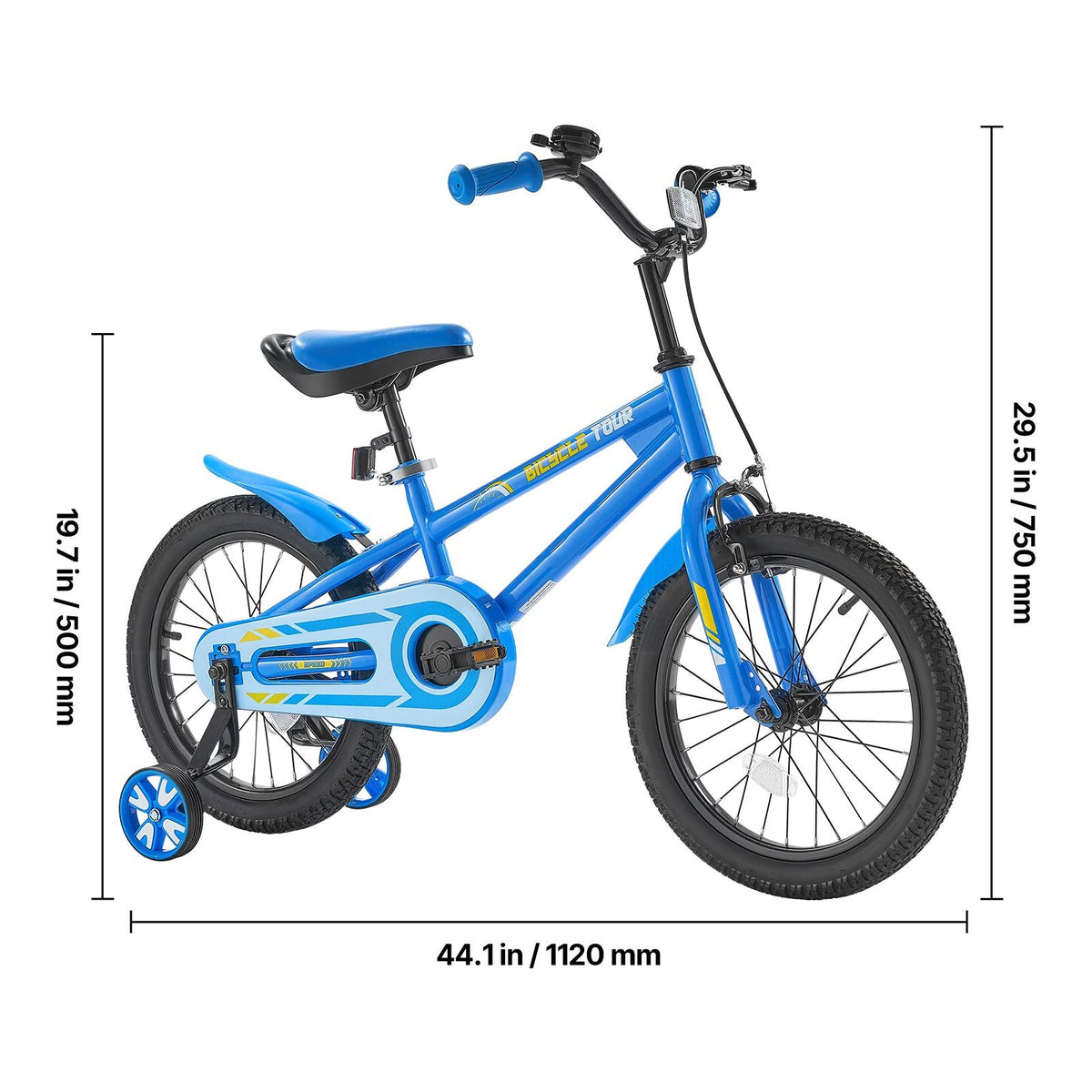 Kids Bike, 16 Inches BMX Style Children Bicycle, Rider Height 3.28 ft - 4.27 ft, Training Wheels Included, Sturdy and Easy to Assemble, Toddler Bike for Boys & Girls Learning to Ride, Blue