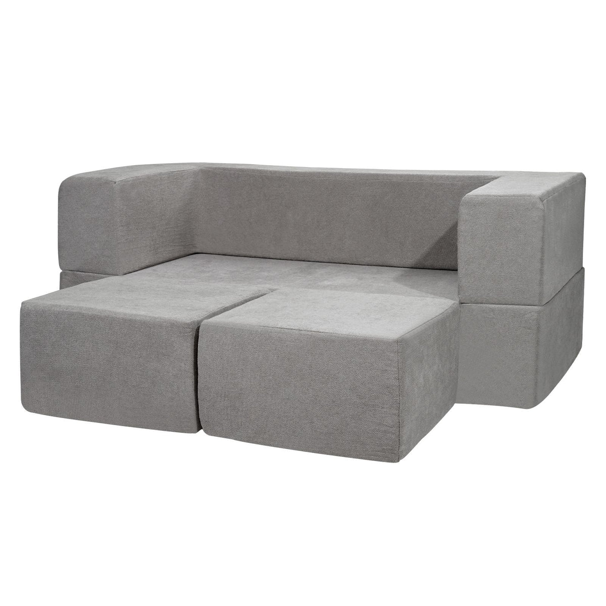 Kids Couch, 4Pcs Modular Kids Play Couch, Toddler Couch Sofa Bed, Kids Chair Seat Playroom Furniture, Child Sectional Sofa with Removable Cover for Kids Girls & Boys, Grey