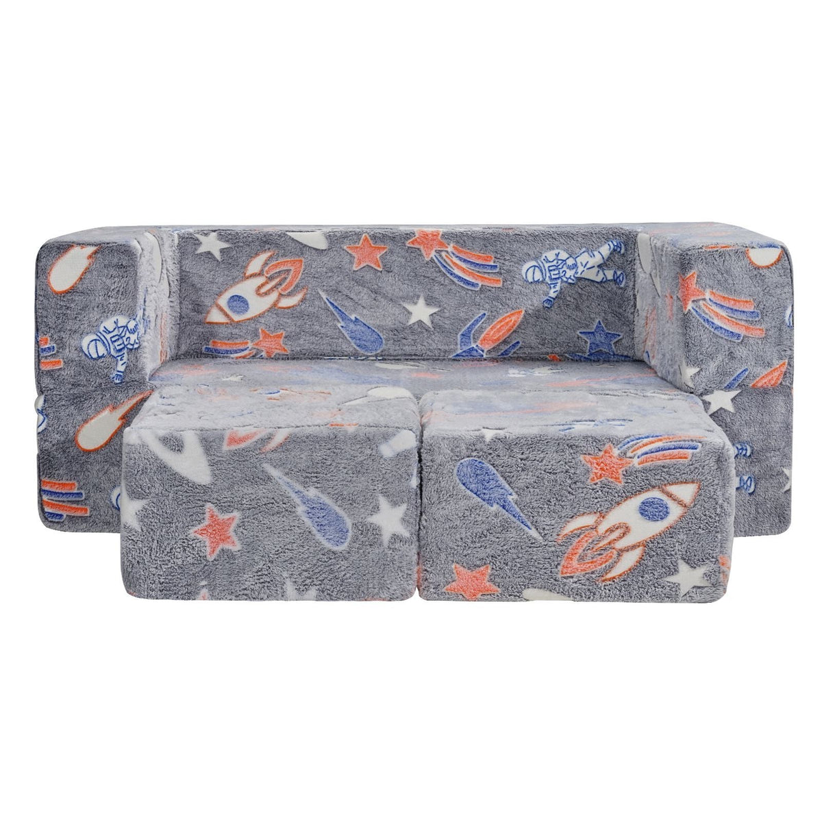 Kids Couch, 4Pcs Toddler Couch Sofa Bed, Kids Chair Seat Playroom Furniture, Child Sectional Sofa with Removable Cover for Kids Girls & Boys, Dark Grey
