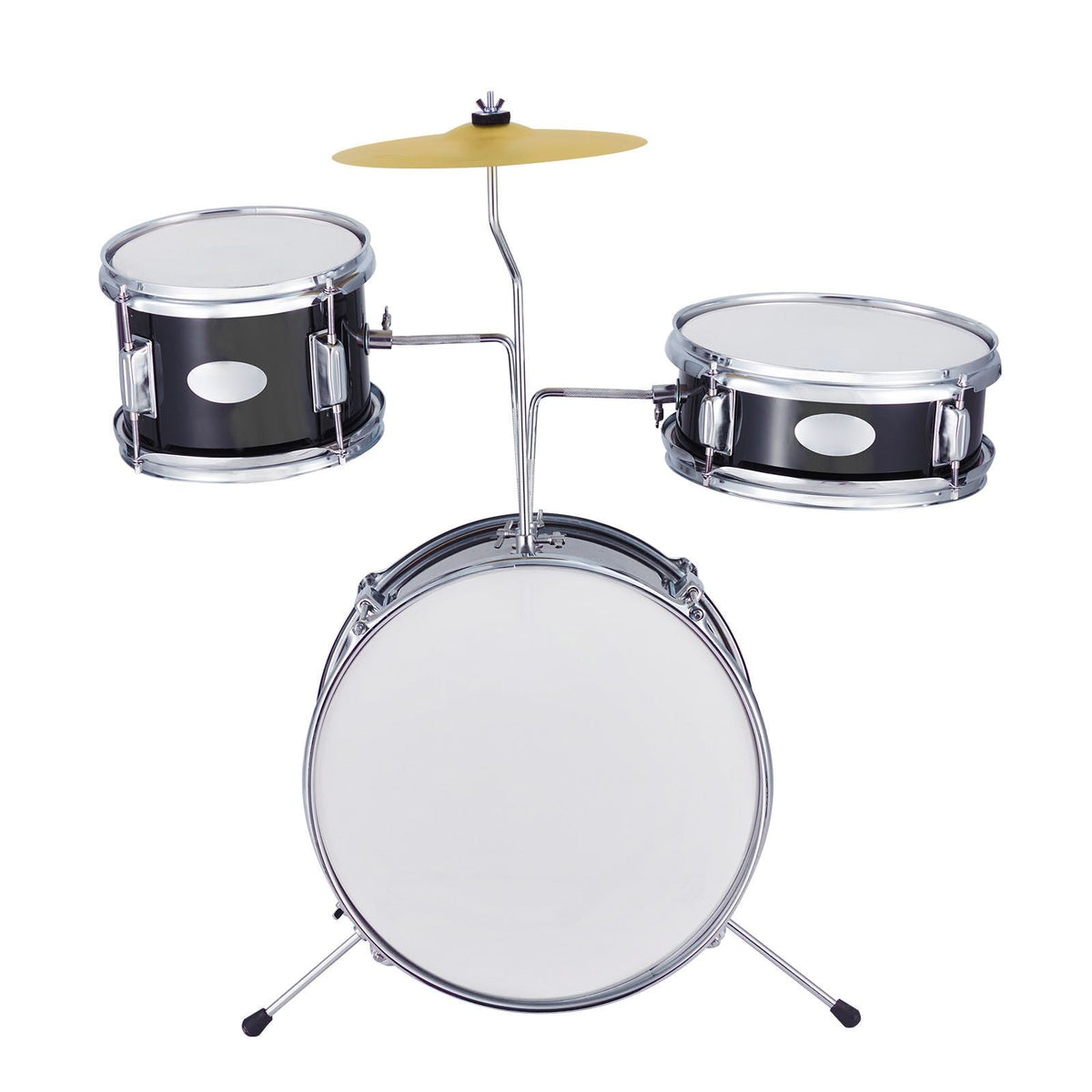 Kids Drum Set, 3-Piece, 14 in Beginner Drum Set with Adjustable Throne Cymbal Pedal Two Pairs of Drumsticks, 8'' Tom Drum 10'' Snare Drum 14'' Bass Drum, Starter Drum Kit for Child Kids, Black