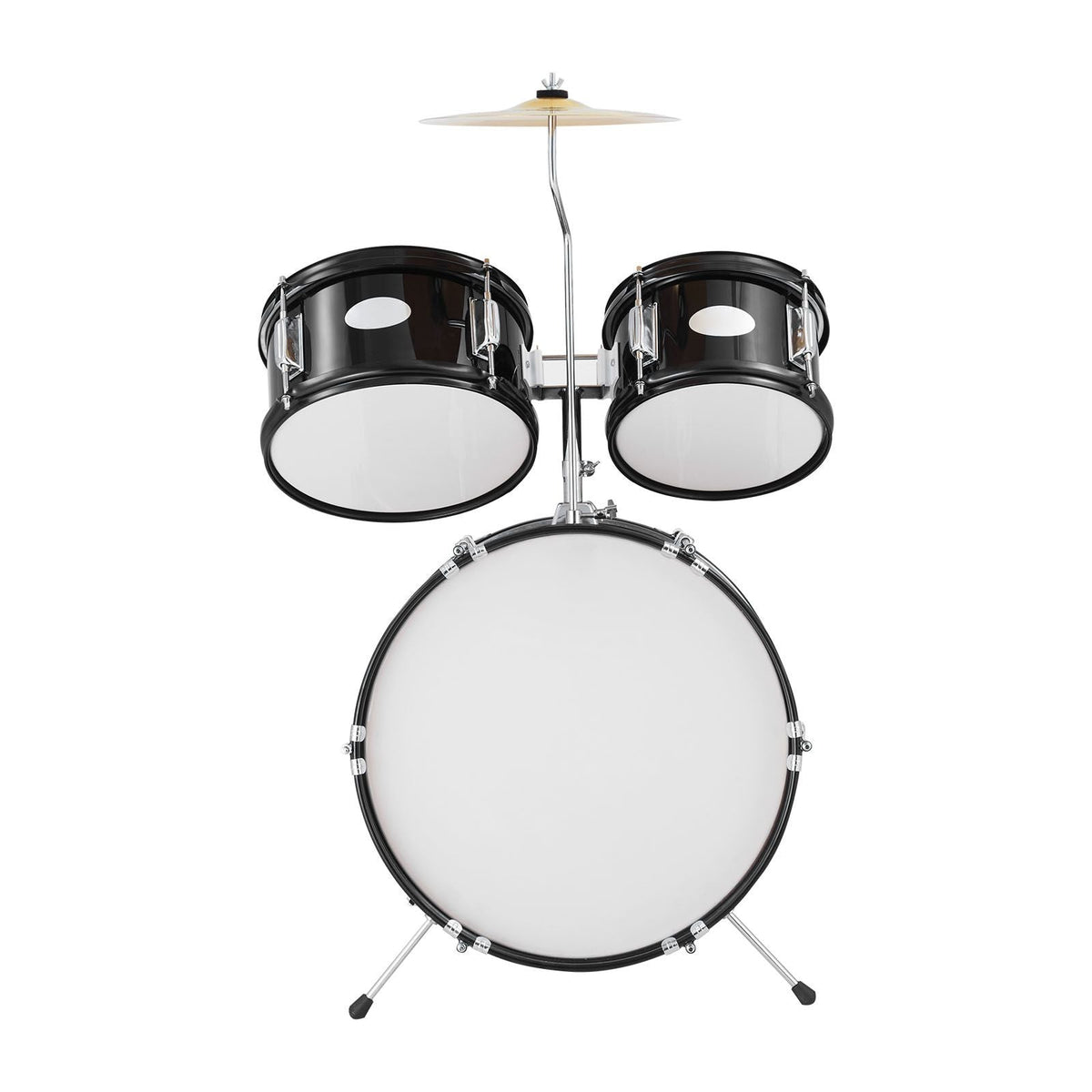 Kids Drum Set, 5-Piece, 16 in Beginner Full Drum Set with Bass Toms Snare Floor Drum Adjustable Throne Cymbal Hi-Hat Pedal and Two Pairs of Drumsticks, Starter Drum Kit for Child Kids, Black