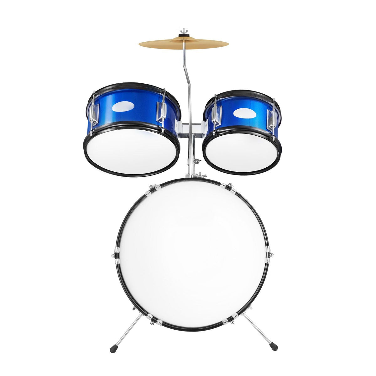 Kids Drum Set, 5-Piece, 16 in Beginner Full Drum Set with Bass Toms Snare Floor Drum Adjustable Throne Cymbal Hi-Hat Pedal and Two Pairs of Drumsticks, Starter Drum Kit for Child Kids, Blue