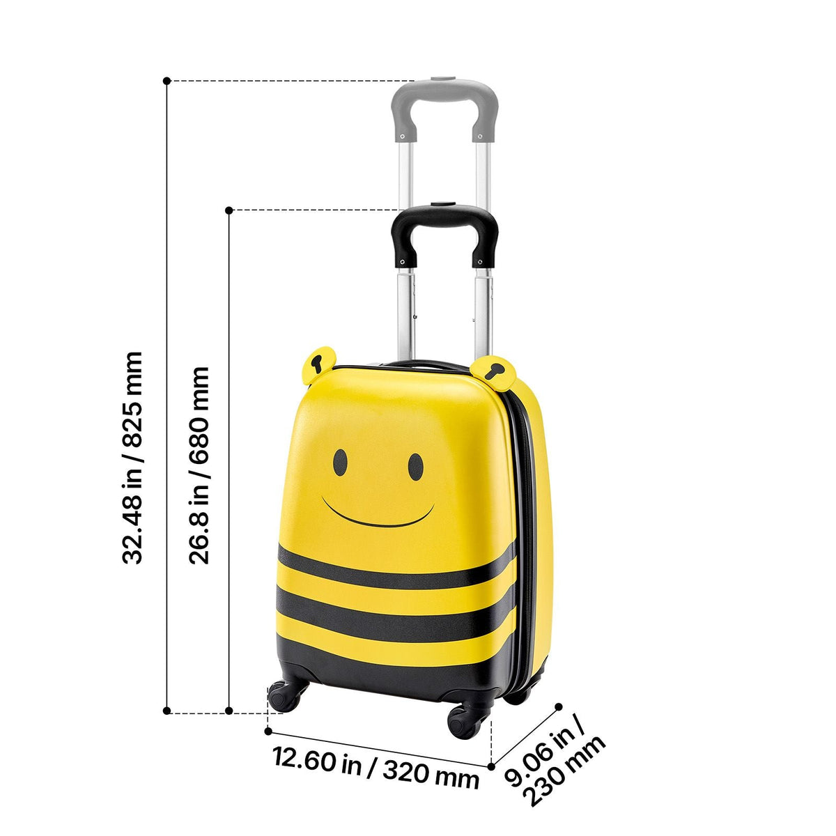 Kids Luggage Set, 5 Piece, 18 Inch Hardside Rolling Wheels Suitcase with Backpack & U-shape Pillow, Bee Kids Carry on Luggage Set, Holiday Birthday Gift for Girls Boys, Airline Approved