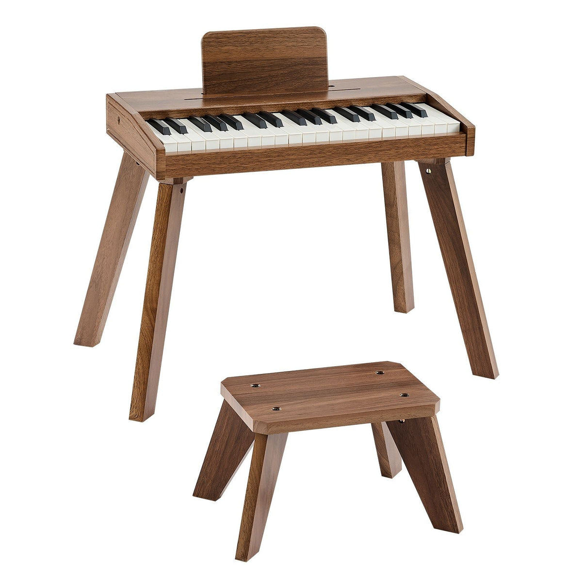 Kids Piano Keyboard, 37 Key Wooden Digital Piano for Kids, Mini Music Educational Instrument Toy Set with Realistic Sound, Dual Power, Adjustable Volume for Toddlers, Boys Girls Learning,Walnut