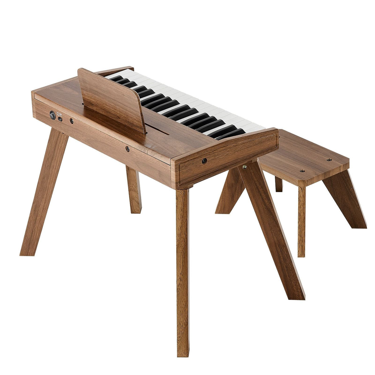 Kids Piano Keyboard, 37 Key Wooden Digital Piano for Kids, Mini Music Educational Instrument Toy Set with Realistic Sound, Dual Power, Adjustable Volume for Toddlers, Boys Girls Learning,Walnut