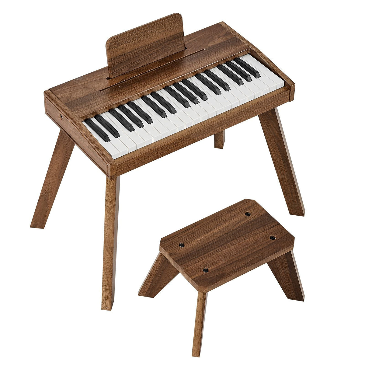 Kids Piano Keyboard, 37 Key Wooden Digital Piano for Kids, Mini Music Educational Instrument Toy Set with Realistic Sound, Dual Power, Adjustable Volume for Toddlers, Boys Girls Learning,Walnut