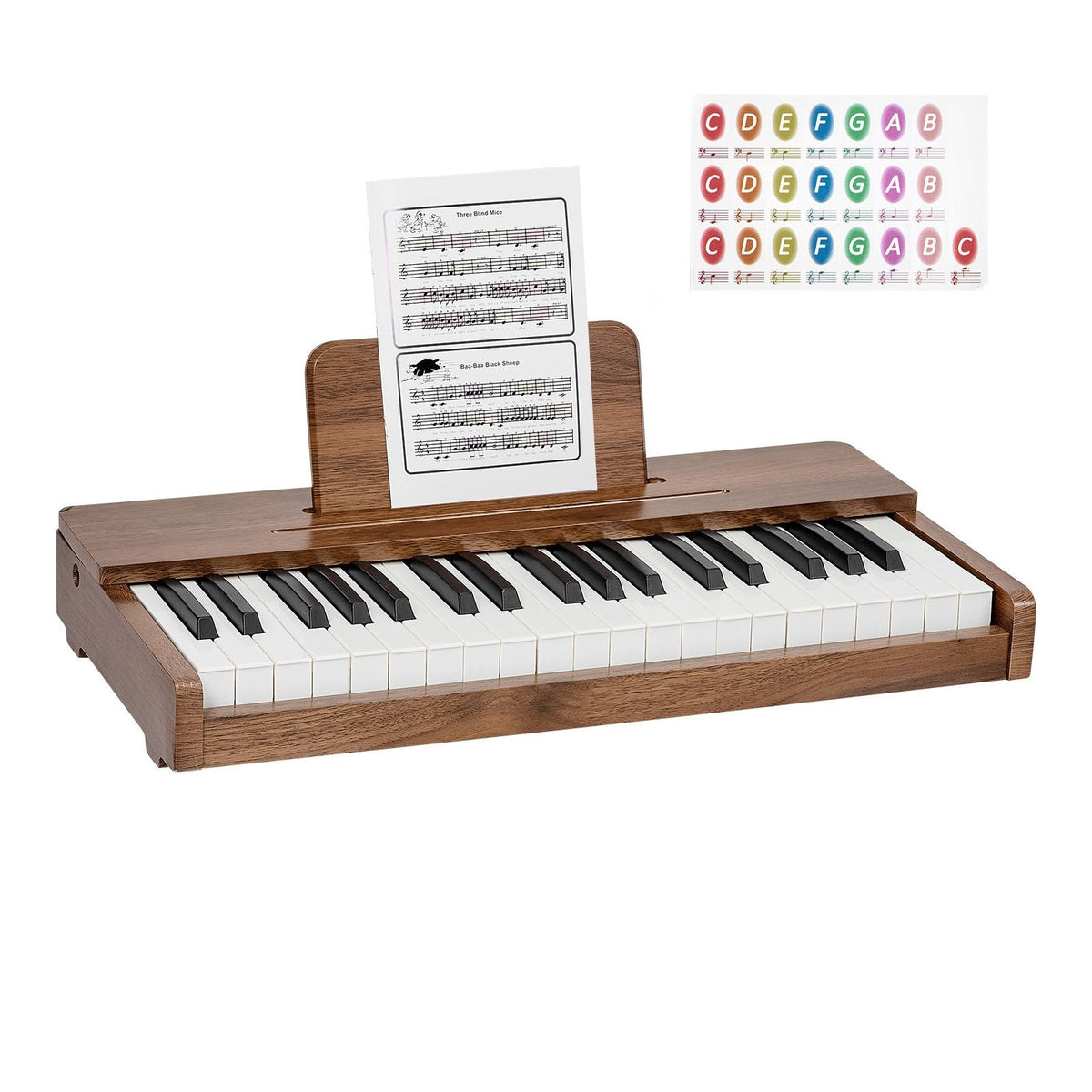 Kids Piano Keyboard, 37 Keys Wooden Digital Piano for Kids, Mini Music Educational Instrument Toy with Realistic Sound, Dual Power, Adjustable Volume for Toddlers, Boys Girls Learning,Walnut