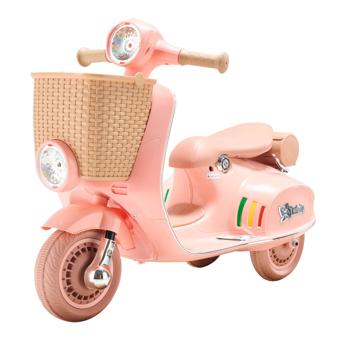 Kids Ride On Motorcycle, 12V Battery Powered Electric Motorcycle Trike with Speed Up to 2mph, Headlight, LED Light, Music, Bluetooth, Basket, 3 Wheel Ride on Toys for Boys Girls Aged 3-4