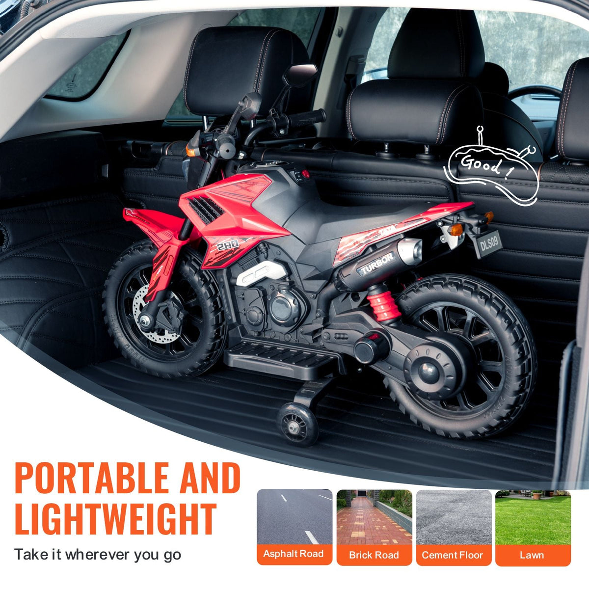 Kids Ride On Motorcycle, 12V Battery Powered Electric Motorcycle with Speed Up to 3mph, Detachable Training Wheels, Headlight, LED Light, Music, Bluetooth, Gift for Children Boys Girls Aged 3-4