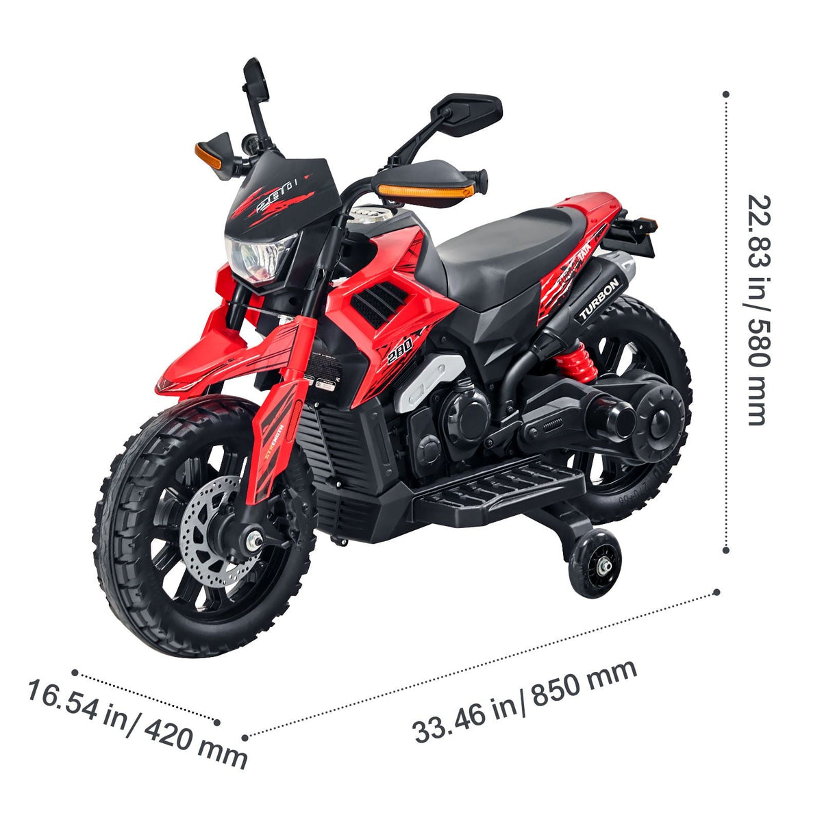 Kids Ride On Motorcycle, 6V Battery Powered Electric Motorcycle with Speed Up to 3mph, Detachable Training Wheels, Headlight, LED Light, Music, Bluetooth, Gift for Children Boys Girls Aged 3-4