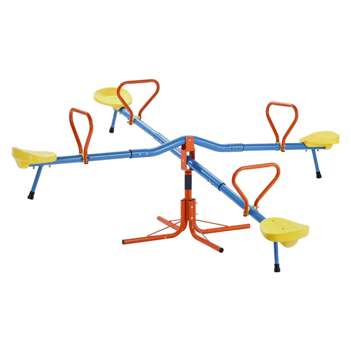 Kids Seesaw, 110 lbs Load Capacity per Seat, Sit and Spin Teeter Totter with 4-prong Support Legs, Kids Outdoor Playground Equipment, Swiveling 360 Degrees Rotating for Children Aged 3+, 4 Seats