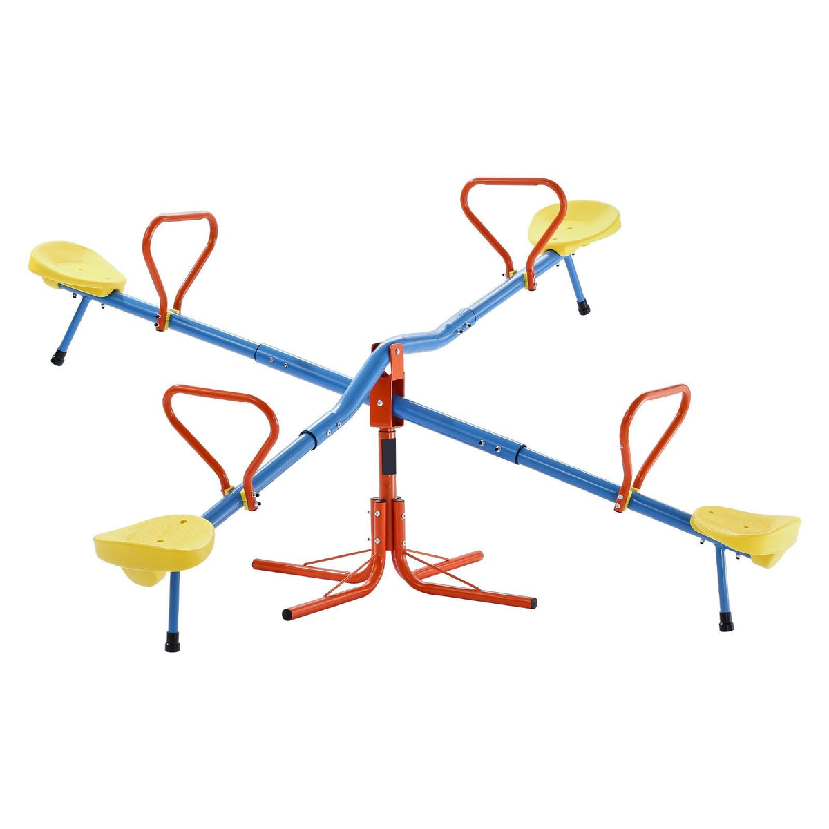 Kids Seesaw, 110 lbs Load Capacity per Seat, Sit and Spin Teeter Totter with 4-prong Support Legs, Kids Outdoor Playground Equipment, Swiveling 360 Degrees Rotating for Children Aged 3+, 4 Seats