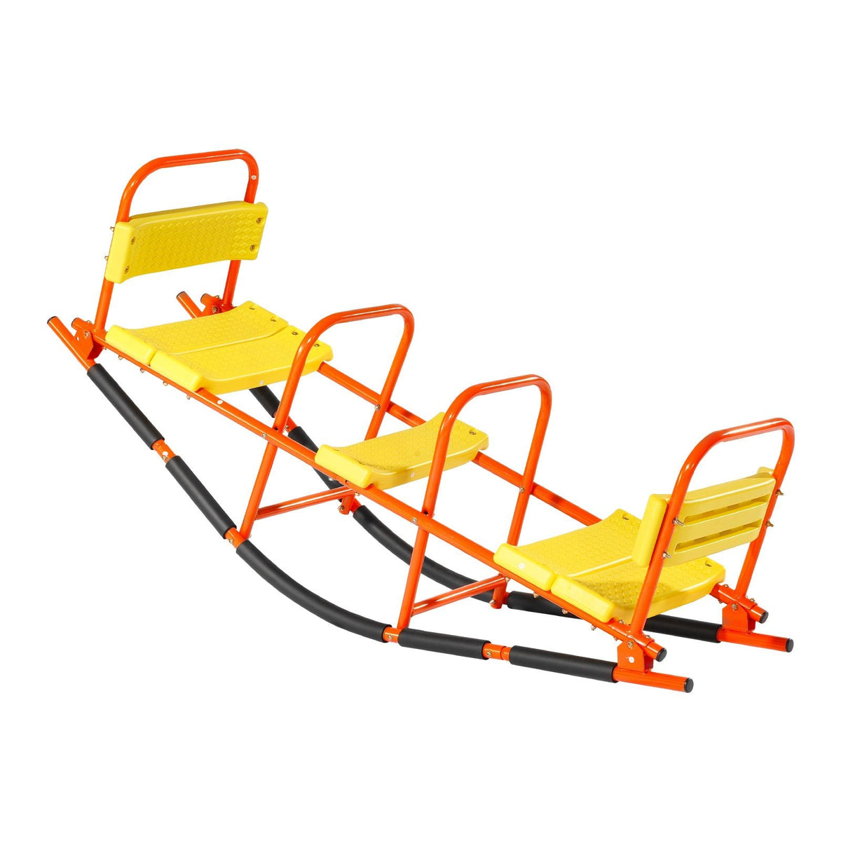 Kids Seesaw, 200 lbs Load Capacity, Metal Rocking Teeter Totter with Handles, Toddler Seesaw for Children Aged 3+, Kids Outdoor Playground Equipment for Lawn, Backyard, Playground, 2 Seats