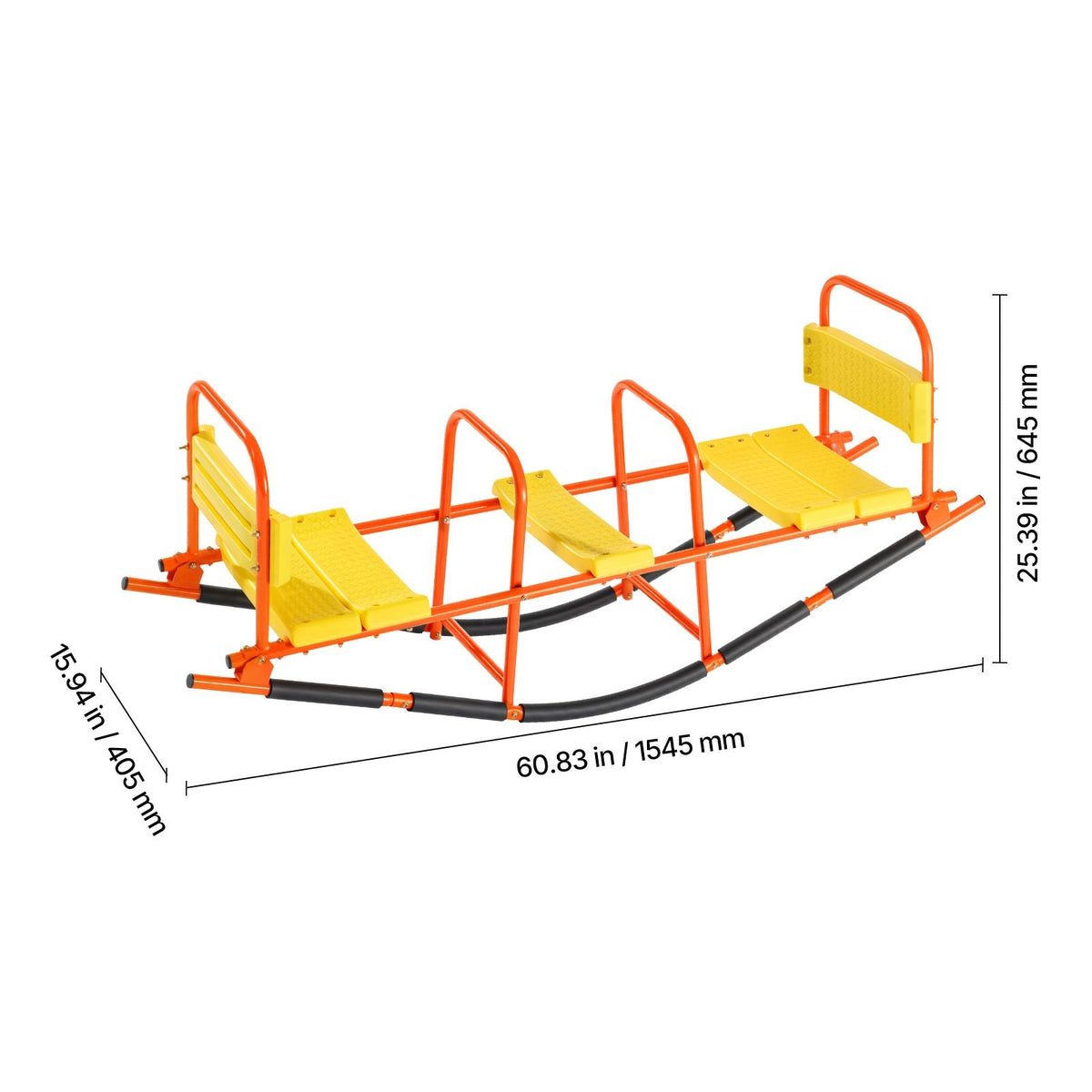 Kids Seesaw, 200 lbs Load Capacity, Metal Rocking Teeter Totter with Handles, Toddler Seesaw for Children Aged 3+, Kids Outdoor Playground Equipment for Lawn, Backyard, Playground, 2 Seats