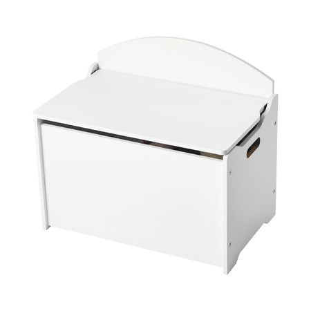 Kids Storage Bench, Wooden Toy Box Chest with Backrest, Large Storage Cabinet with Safety Hinge, Toddlers Storage Bench for Playroom, Living Room or Entryway, 23.5 x 14.5 x 21.46 in, White