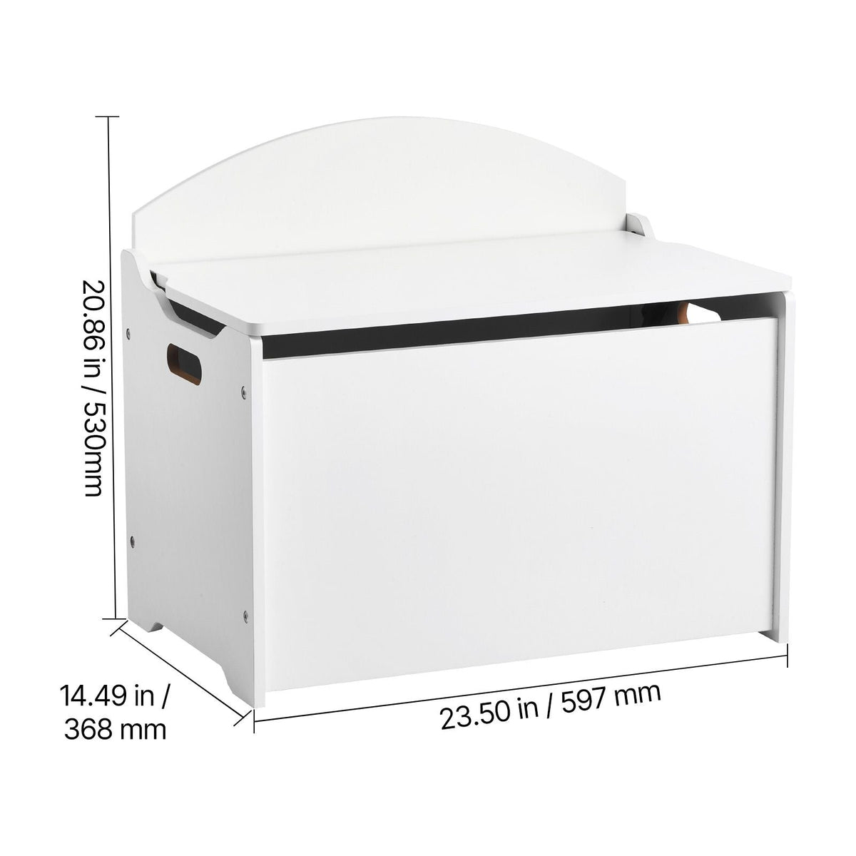 Kids Storage Bench, Wooden Toy Box Chest with Backrest, Large Storage Cabinet with Safety Hinge, Toddlers Storage Bench for Playroom, Living Room or Entryway, 23.5 x 14.5 x 21.46 in, White