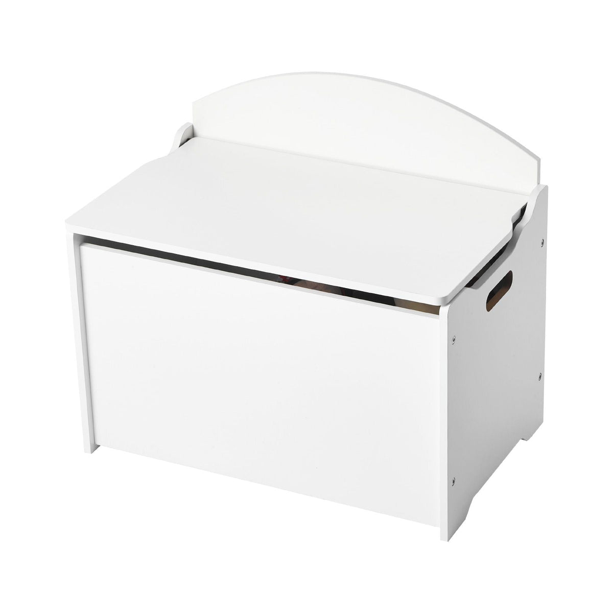 Kids Storage Bench, Wooden Toy Box Chest with Backrest, Large Storage Cabinet with Safety Hinge, Toddlers Storage Bench for Playroom, Living Room or Entryway, 23.5 x 14.5 x 21.46 in, White