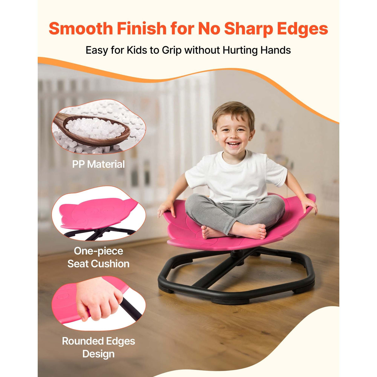Kids Swivel Chair, 220 lbs Capacity, Elephant Shape Sensory Spinning Chair, Autistic Kids Sensory Toy Seat with Non-Slip Metal Base, Toddler Sit & Spin Seat for Coordination Balance Focus, Red