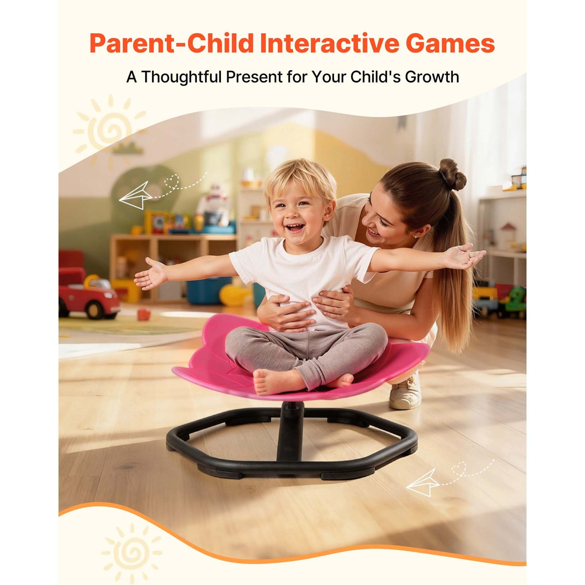Kids Swivel Chair, 220 lbs Capacity, Elephant Shape Sensory Spinning Chair, Autistic Kids Sensory Toy Seat with Non-Slip Metal Base, Toddler Sit & Spin Seat for Coordination Balance Focus, Red