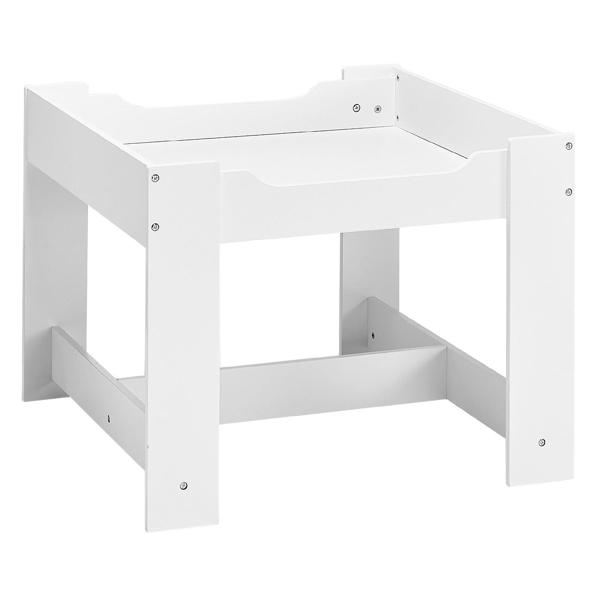 Kids Table and 2 Chairs Set, Toddler Table and Chair Set with Storage Space under the Table, Cloth Storage Box under the Chairs, Wooden Desk for Art, Craft, Reading, Learning, Drawing, White