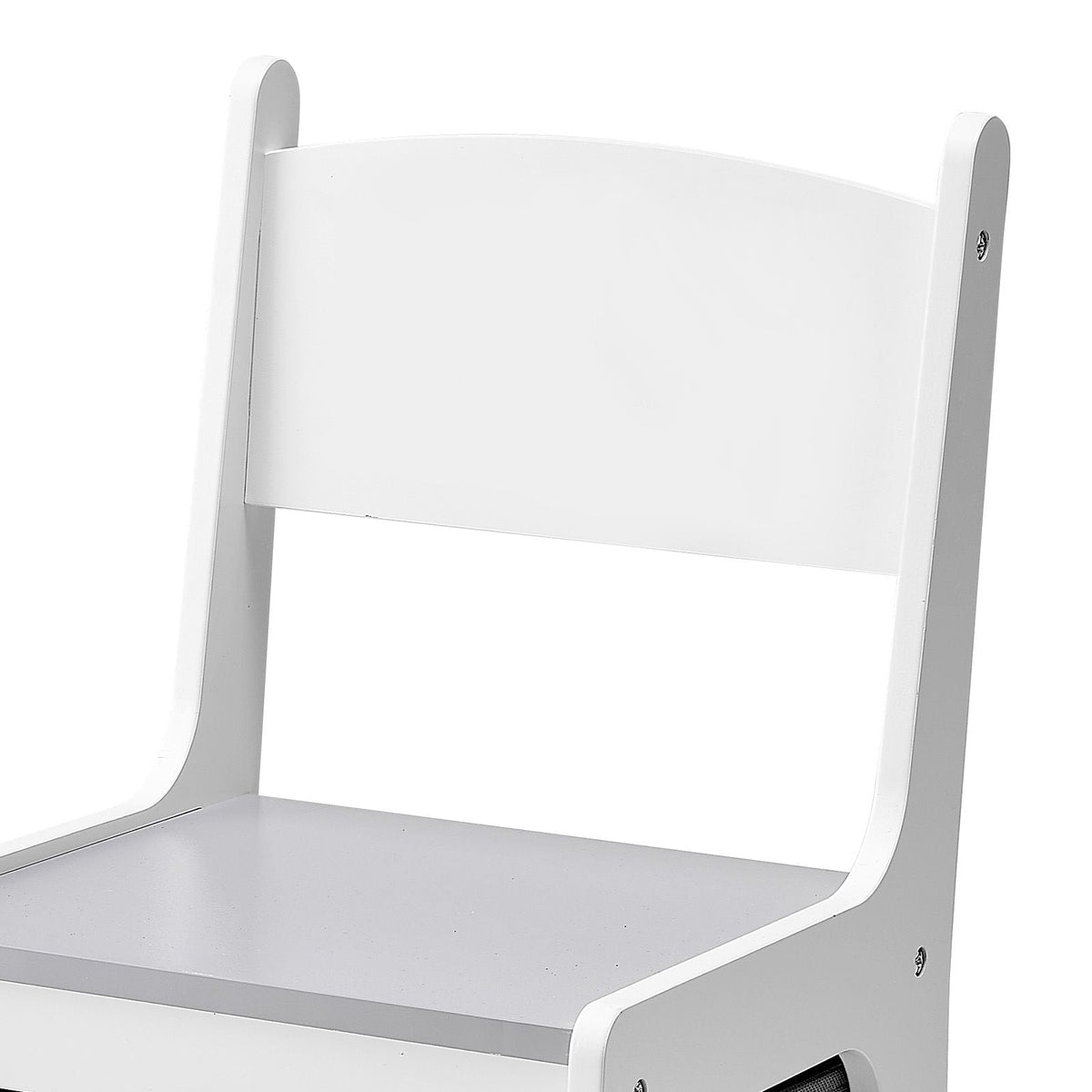 Kids Table and 2 Chairs Set, Toddler Table and Chair Set with Storage Space under the Table, Cloth Storage Box under the Chairs, Wooden Desk for Art, Craft, Reading, Learning, Drawing, White