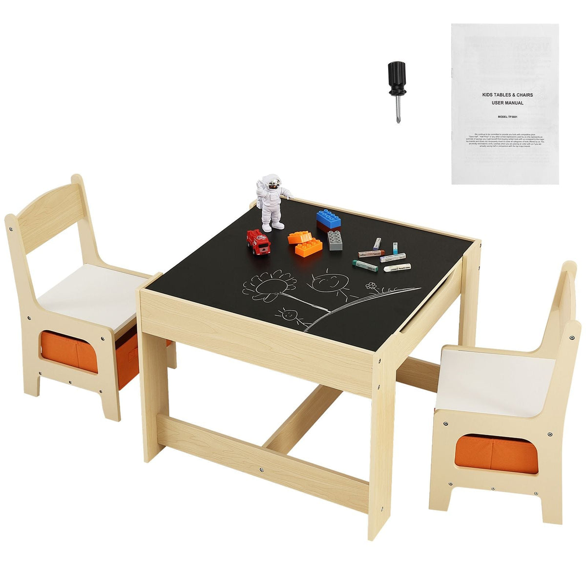 Kids Table and Chair Set, Wooden Activity Table with Storage Space and Boxes, Kids Play Table for Toddlers Art, Craft, Reading, Learning
