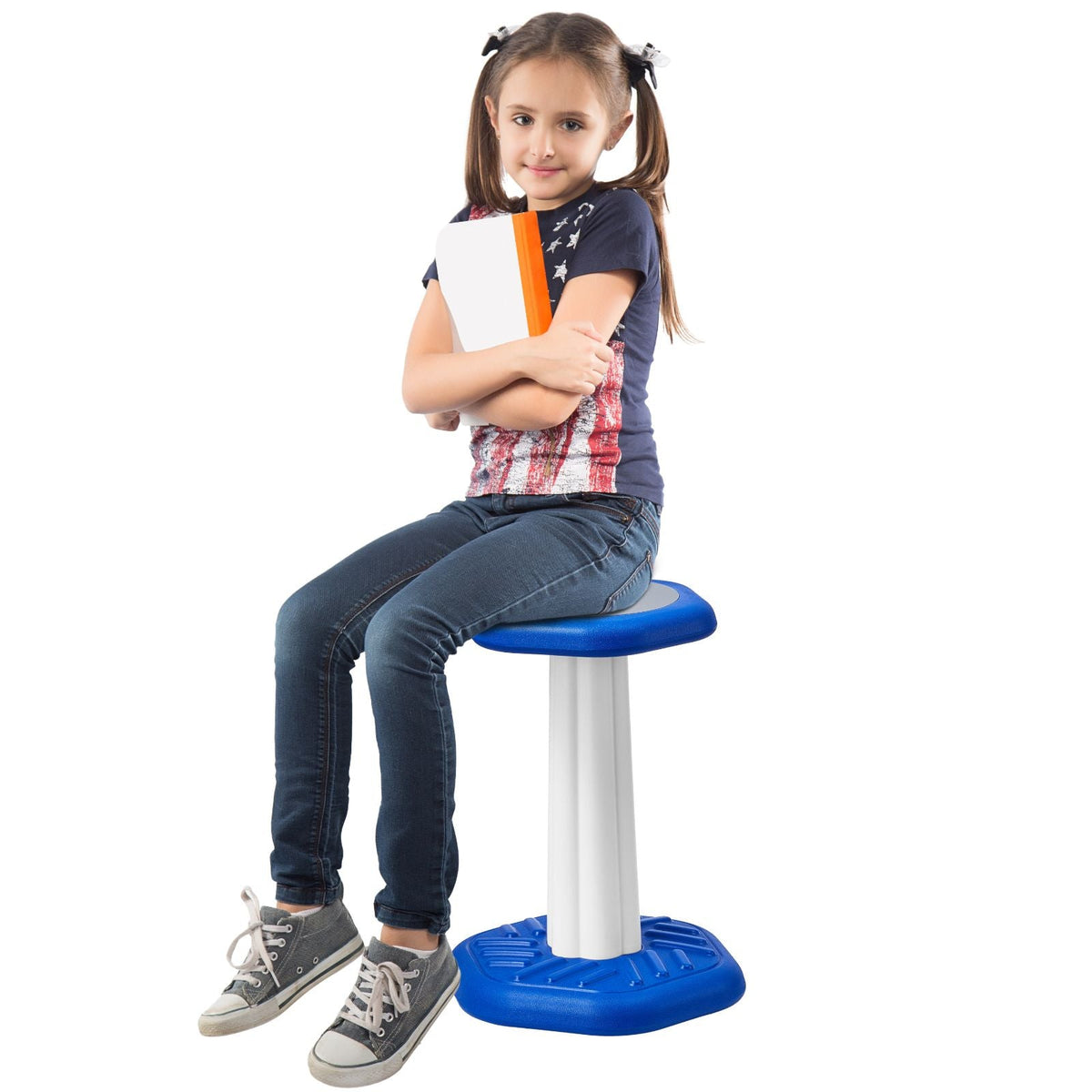 Kids Wobble Chair, Active Chair with Sponge Cushion, Wobble Stool Improves Focus, Posture and Calm Children, Ideal for Schools and Home, Age 7-14, Blue