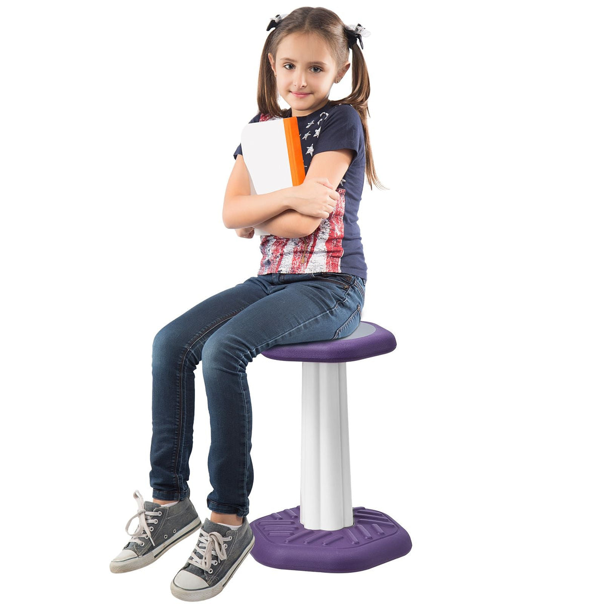 Kids Wobble Chair, Active Chair with Sponge Cushion, Wobble Stool Improves Focus, Posture and Calm Children, Ideal for Schools and Home, Age 7-14, Purple