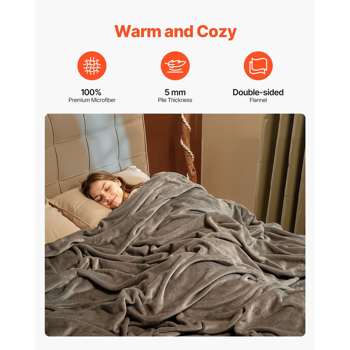 King Size Blanket, 108 x 90 inches, Lightweight and Fuzzy Throw Blanket for Bed, Cozy Grey King Blanket for All Season, Warm Plush Machine Washable Bedding, Grey