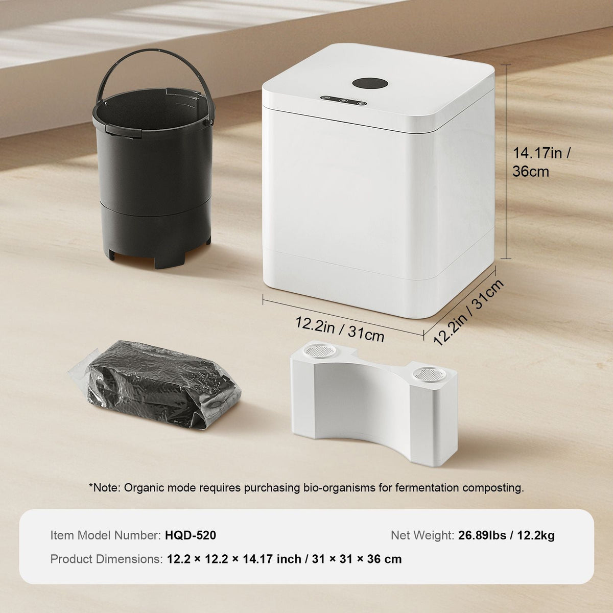 Kitchen Composter, 5 L Electric Composter for Kitchen, Smart Countertop Composter Indoor, Kitchen Food Recycler with 2 Modes, Turn Food Waste into Natural Fertilizer with a Single Button