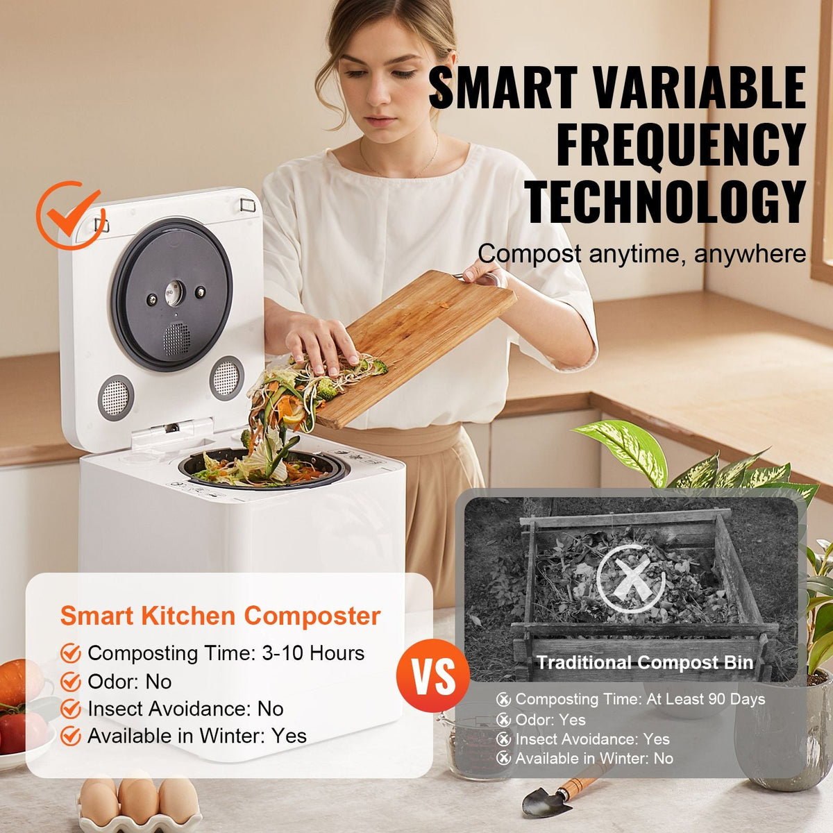 Kitchen Composter, 5 L Electric Composter for Kitchen, Smart Countertop Composter Indoor, Kitchen Food Recycler with 2 Modes, Turn Food Waste into Natural Fertilizer with a Single Button
