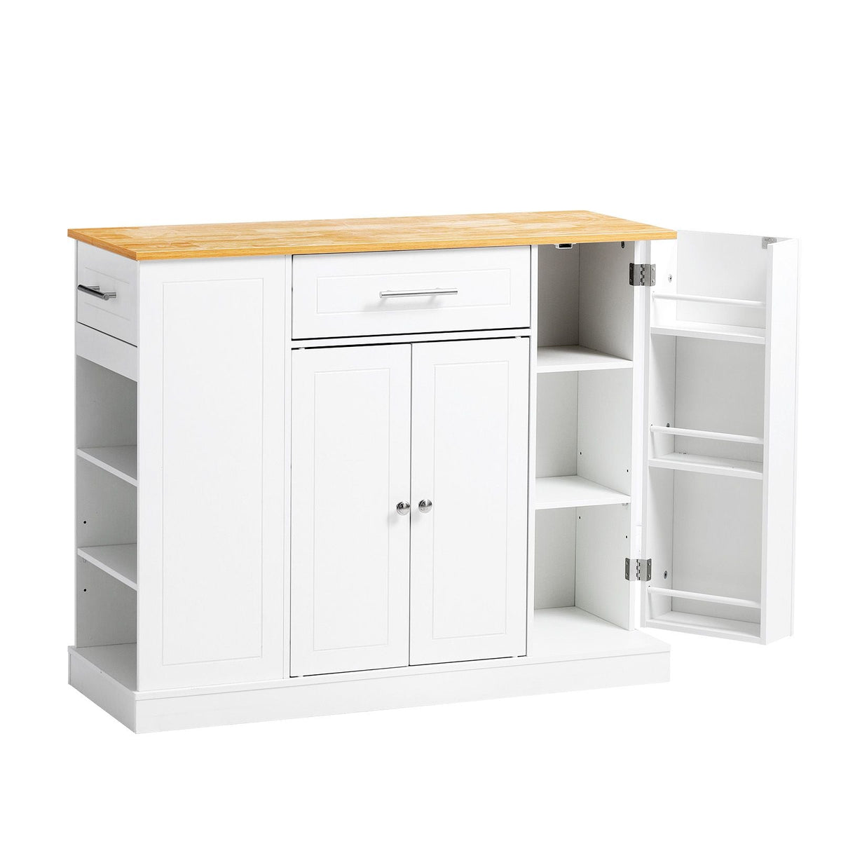 Kitchen Island Cart with Storage, 42.36 in Wide Island Table for Kitchen, with 2 Drawers, Storage Cabinet, Table for Home Dining Room, White