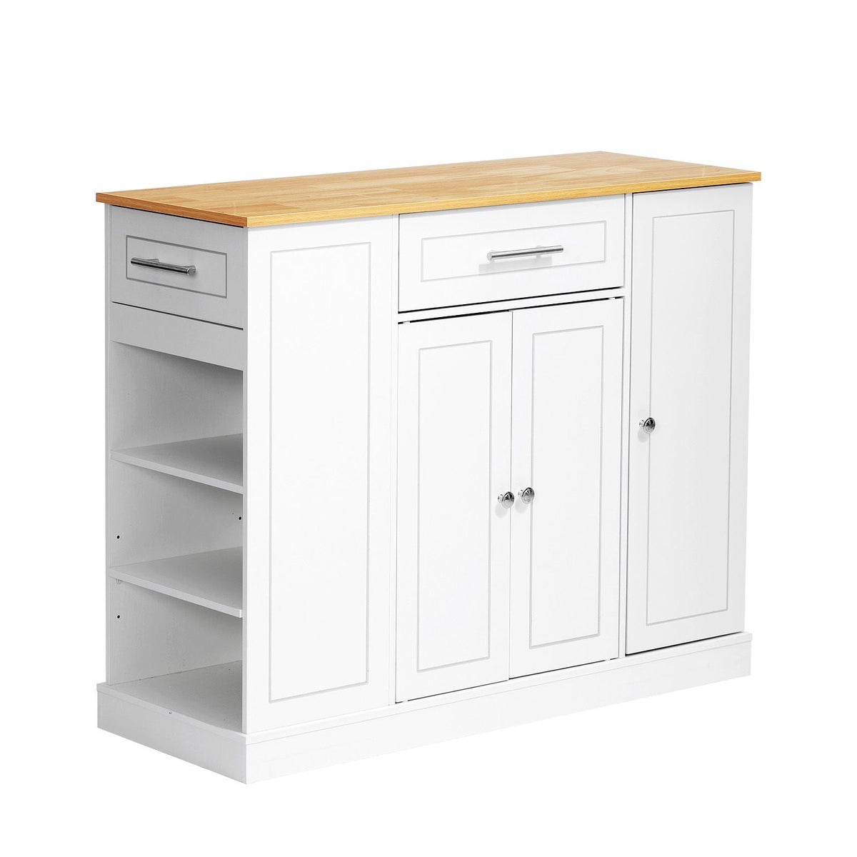 Kitchen Island Cart with Storage, 42.36 in Wide Island Table for Kitchen, with 2 Drawers, Storage Cabinet, Table for Home Dining Room, White