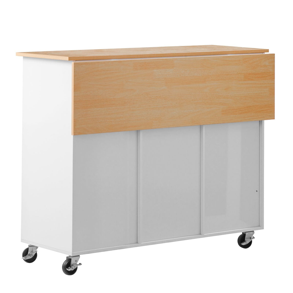 Kitchen Island Cart with Storage, 45.67 in Wide Mobile Rolling Storage Island on Swivel Wheels, with 2 Drawers, Storage Cabinet, Drop Leaf, Towel Rack, Table for Home Dining Room, White