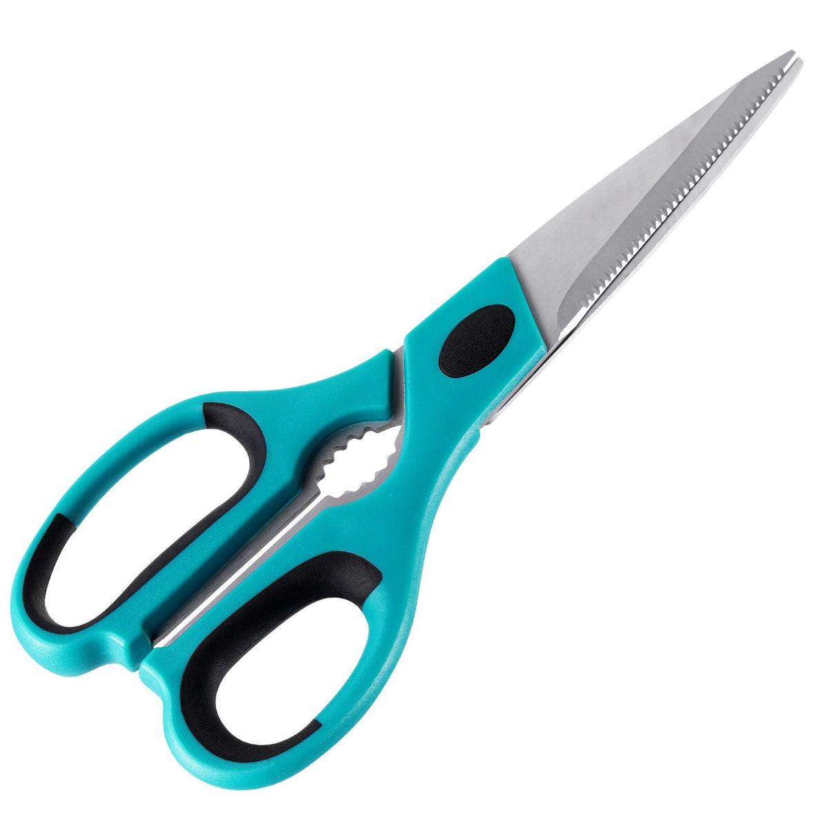 Kitchen Scissors, 2 Pack Durable Stainless Steel Kitchen Shears with Sheaths, Heavy Duty Cooking Shears with Soft Grip Comfort Handle, Kitchen Utensil for Cutting Meat, Fish, Poultry, Cyan+Grey