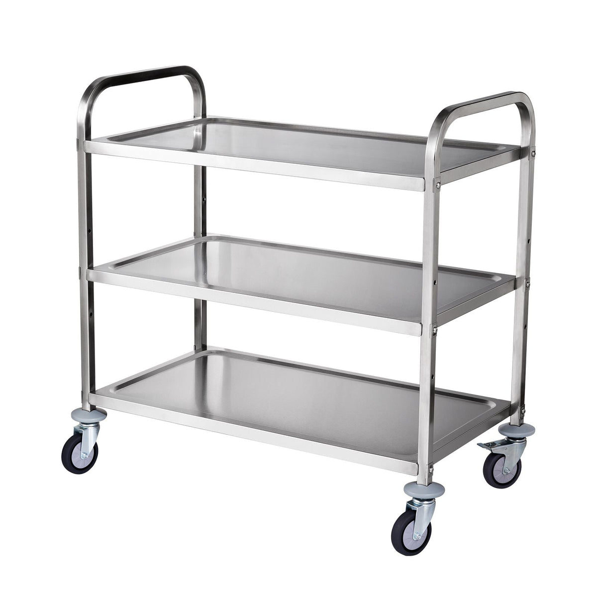 Kitchen Utility Cart, 3 Tiers, Wire Rolling Cart with 450LBS Capacity, Steel Service Cart on Wheels, Metal Storage Trolley with 80mm Basket Curved Handle PP Liner 6 Hooks, for Indoor and Outdoor