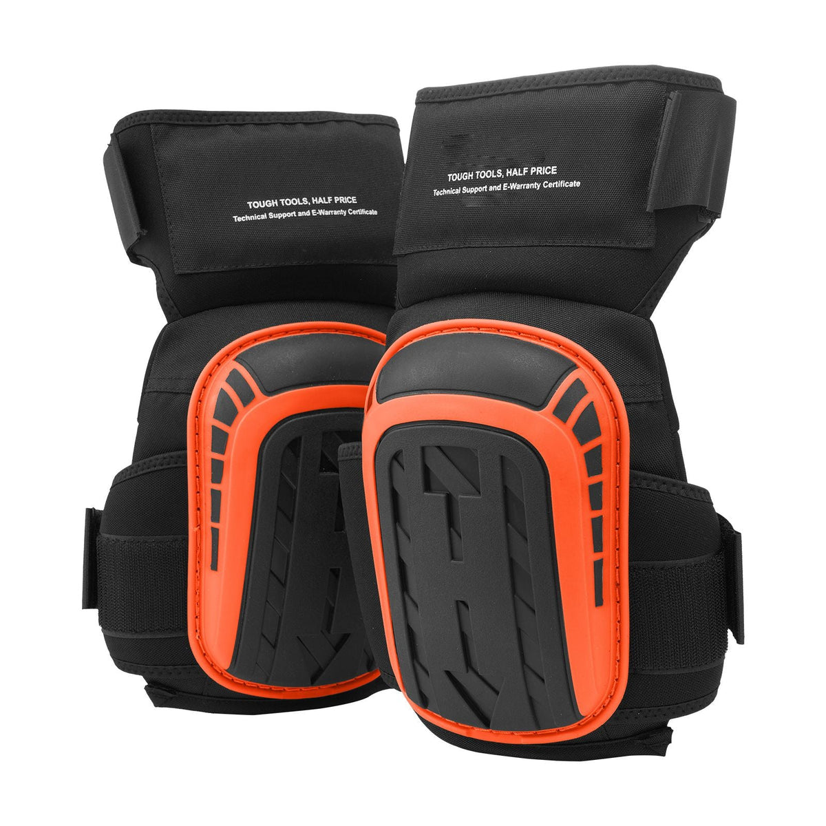 Knee Pads for Work, Extended Heavy Duty Construction Knee Pads with 2 Extension Straps, Anti-slip Foam Gel Knee Pads, Men & Women, for Gardening Flooring Roofing and Cleaning, Black and Orange
