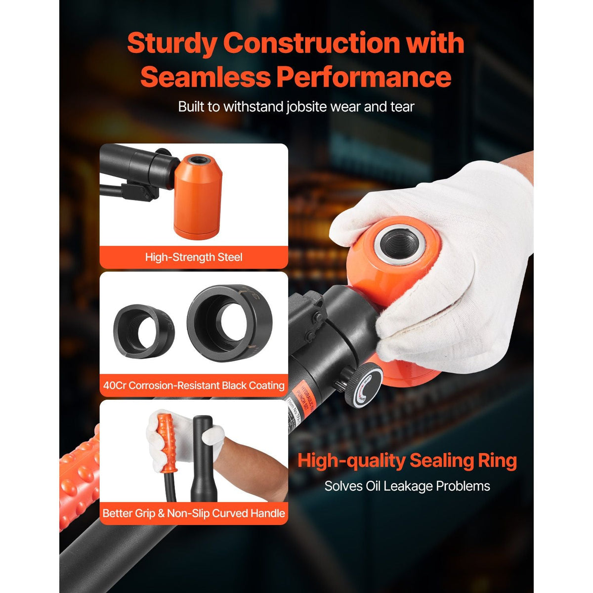 Knockout Punch Set, 10 Ton Hydraulic Knockout Set, 1/2" to 2" KO Tool Kit Hole Making Tool, KO Tools Kit W/6 Dies for Metal Electrical Cabinets, Electrical Control Cabinets, Switch Cabinets