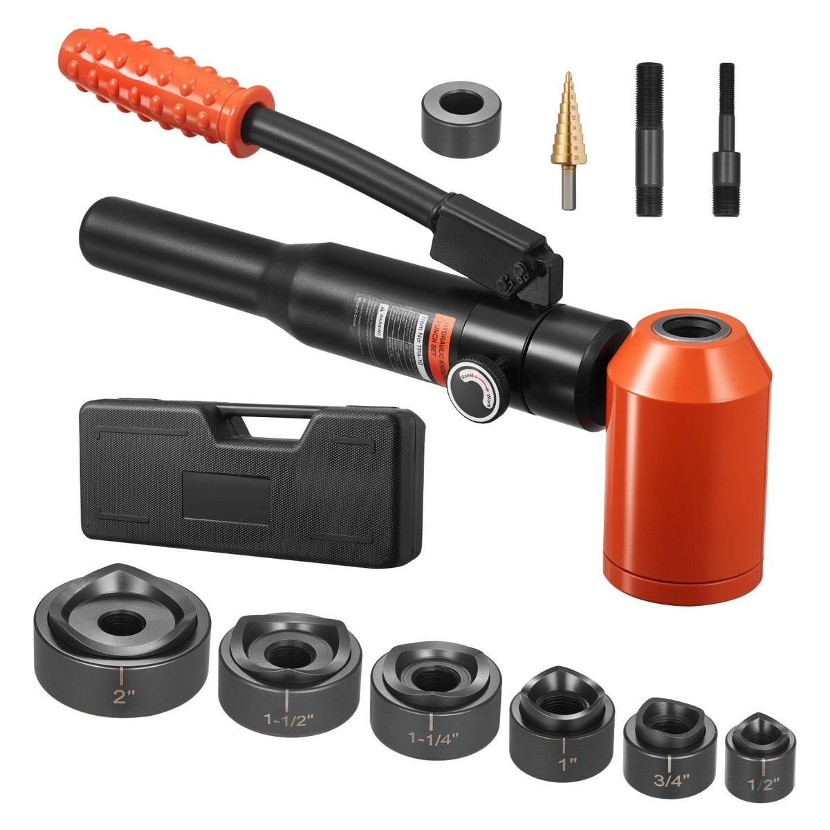 Knockout Punch Set, 10 Ton Hydraulic Knockout Set, 1/2" to 2" KO Tool Kit Hole Making Tool, KO Tools Kit W/6 Dies for Metal Electrical Cabinets, Electrical Control Cabinets, Switch Cabinets