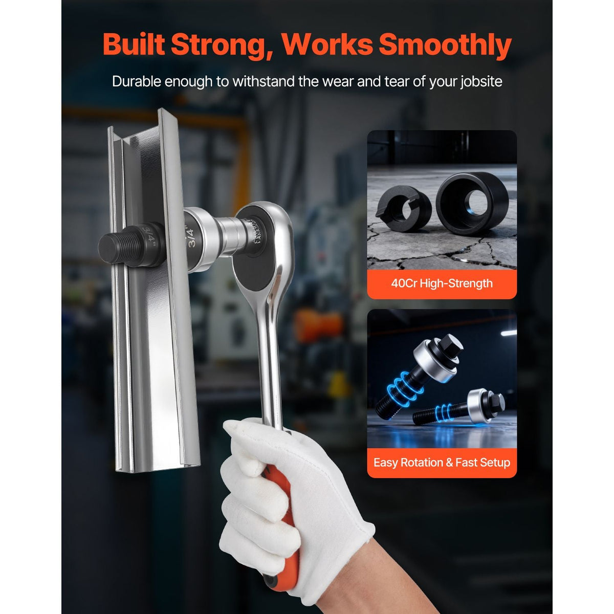 Knockout Punch Set, 1/2 to 2 inch SLUG-Buster Ratchet Knockout Set, Ratchet Wrench Knockouts Punch Sets for Aluminum, Mild steel, Fiberglass, Plastics, 6 Die Sizes, 40Cr Steel Ko Tool Kit