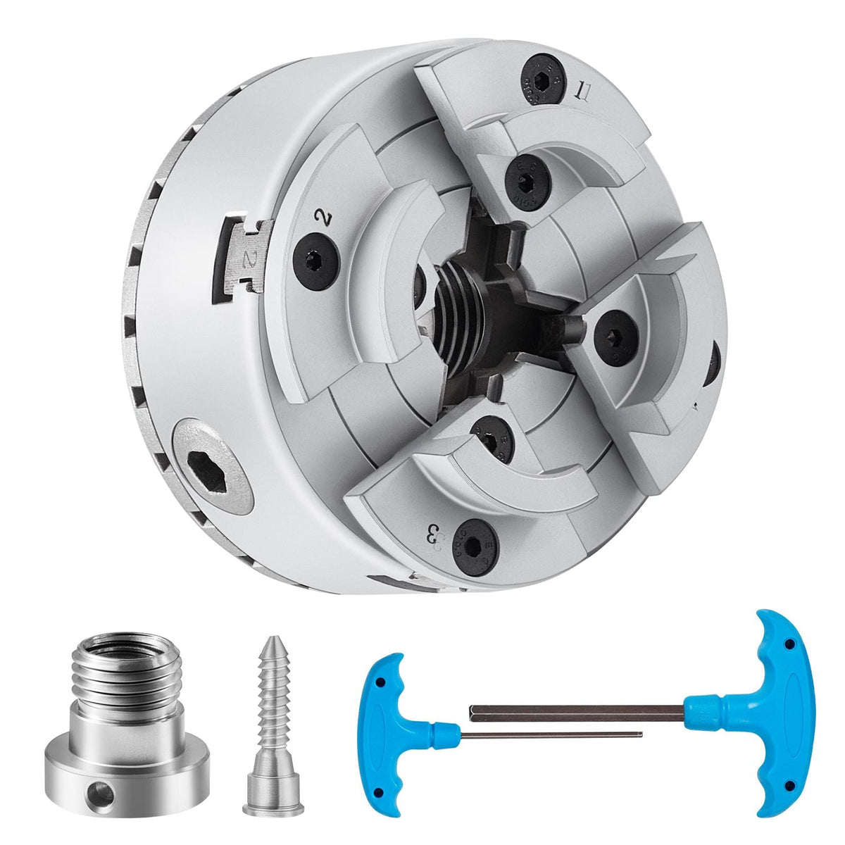 KP96 Lathe Chuck, 4-Jaw 3.75" Diameter, Metal Lathe Chuck Turning Machine Accessories, Self-centering Tool, for Lathe, Precision Machining, Grinding Machines, Milling Machines