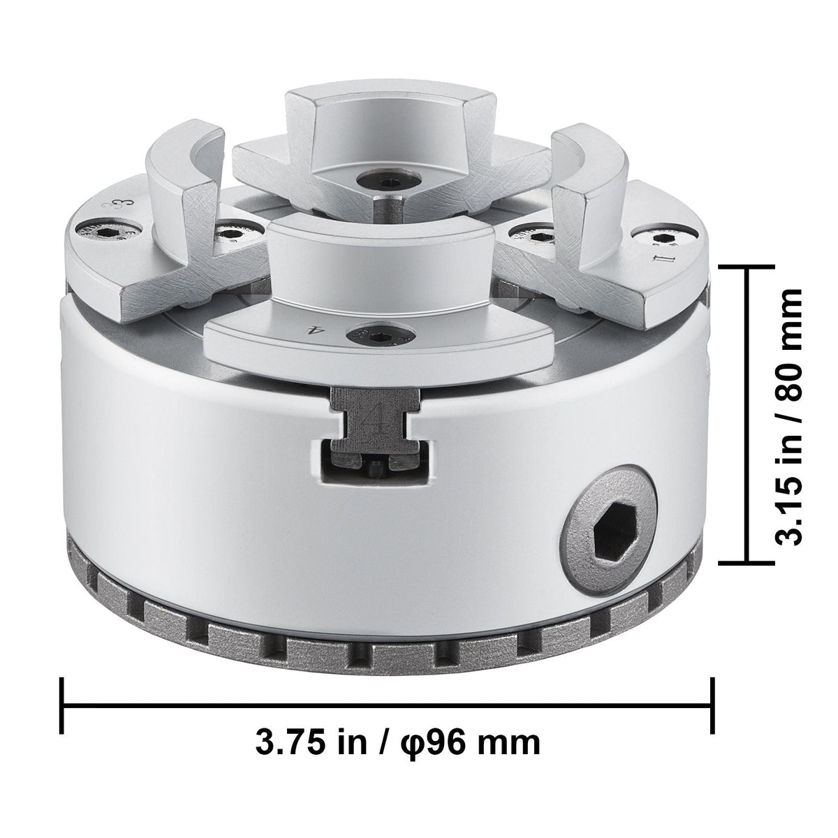 KP965 Lathe Chuck, 4-Jaw 3.75" Diameter, Metal Lathe Chuck Turning Machine Accessories with 5 Sets of Jaws, Self-centering Tool, for Precision Machining, Grinding Machines, Milling Machines