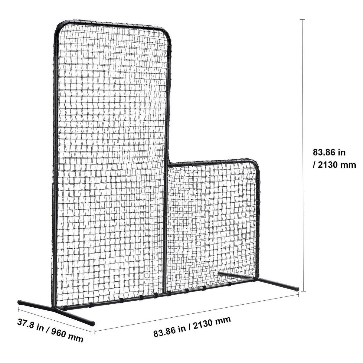 L Screen Baseball for Batting Cage, 7x7 ft Baseball Softball Safety Screen, Body Protector Portable Batting Screen with Carry Bag & Ground Stakes, Heavy Duty Pitching Net for Pitchers Protection