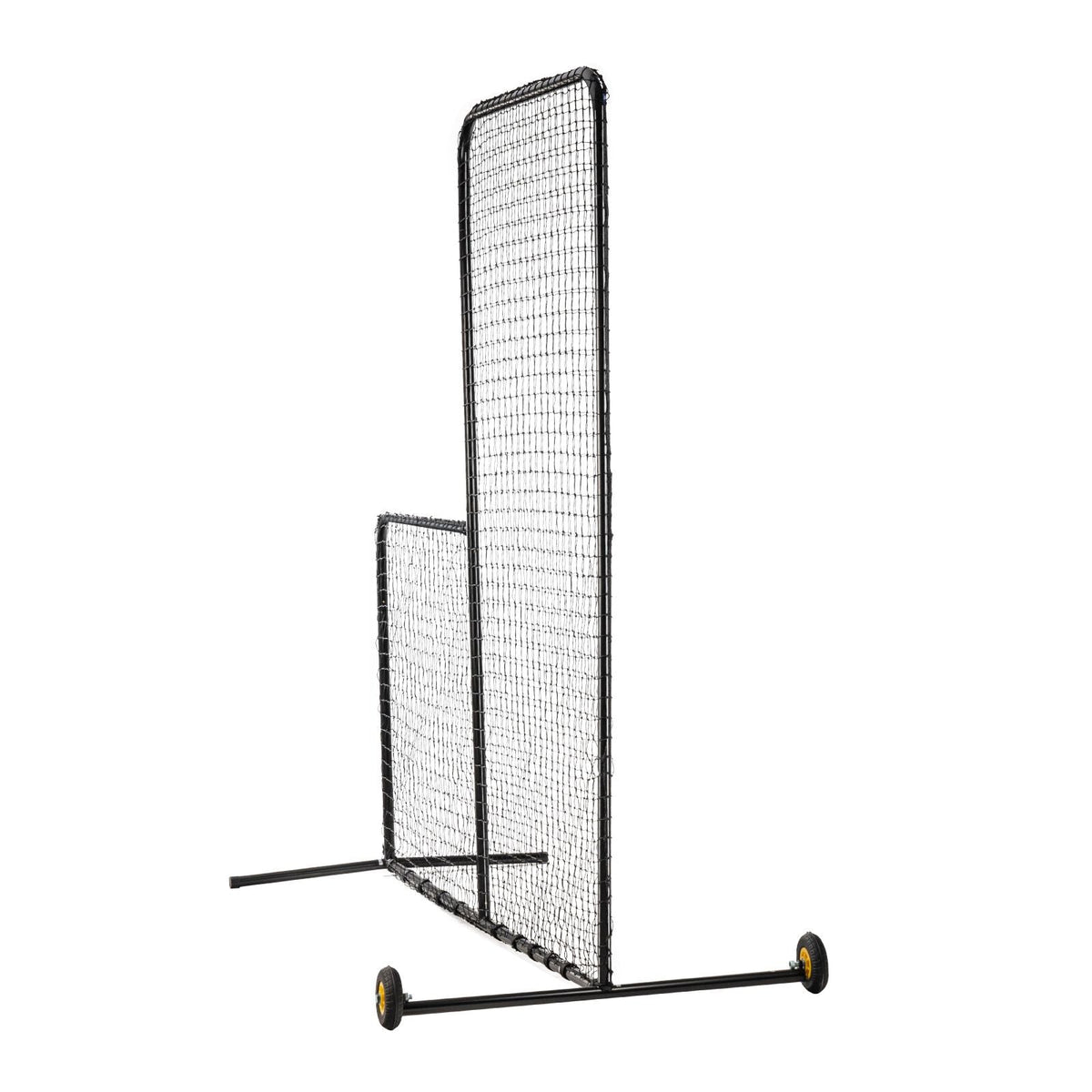 L Screen Baseball for Batting Cage, 7x7 ft Softball Safety Screen, Body Protector Portable Batting Screen with Carry Bag, Wheels, Ground Stakes, Heavy Duty Pitching Net for Pitchers Protection