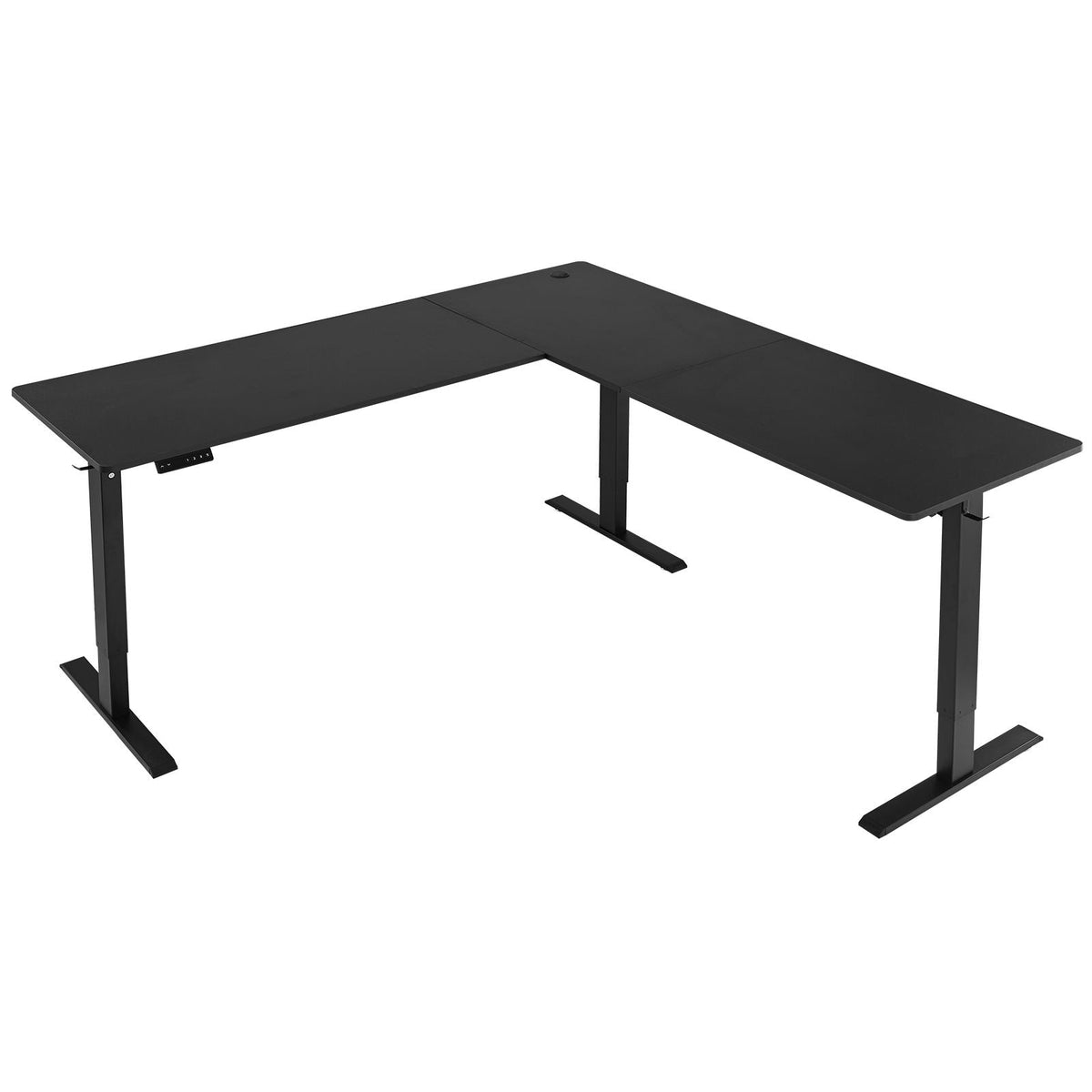 L Shaped Desk, Electric Adjustable Height Corner Gaming Desk with Dual Hooks, Heavy Duty Carbon Steel L-Shaped Computer Table with Power Outlets for Home, Office, Study, Easy to Assemble, Black