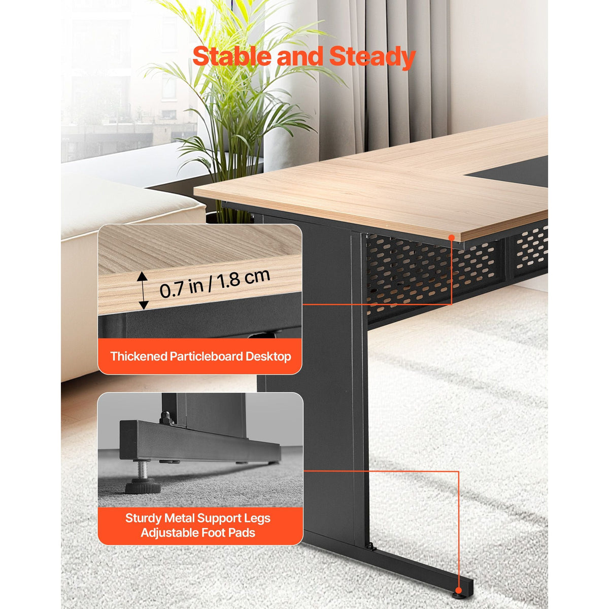 L-Shaped Executive Desk, Modern Reversible Office Table with Drawers & Storage Cabinet, Heavy Duty Large Wooden Executive Table, 350 LBS Load Capacity, Easy Assembly, for Work Study Writing