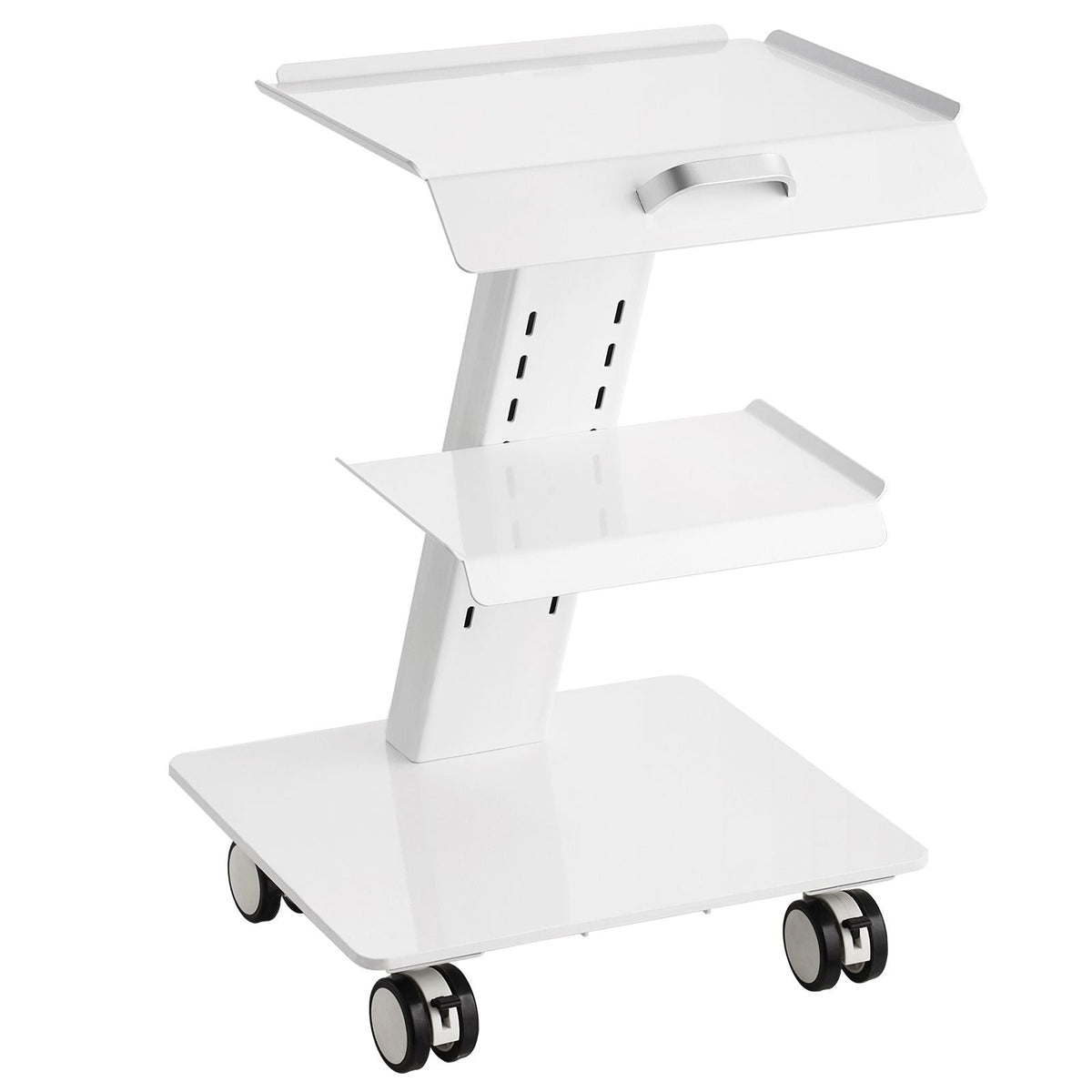 Lab Trolley, 3-Layer Rolling Lab Cart, Metal Mobile Trolley with Swivel Wheels, Tray Rolling Clinic Cart 220 lbs Weight Capacity, for Lab, Clinic, Beauty and Salon