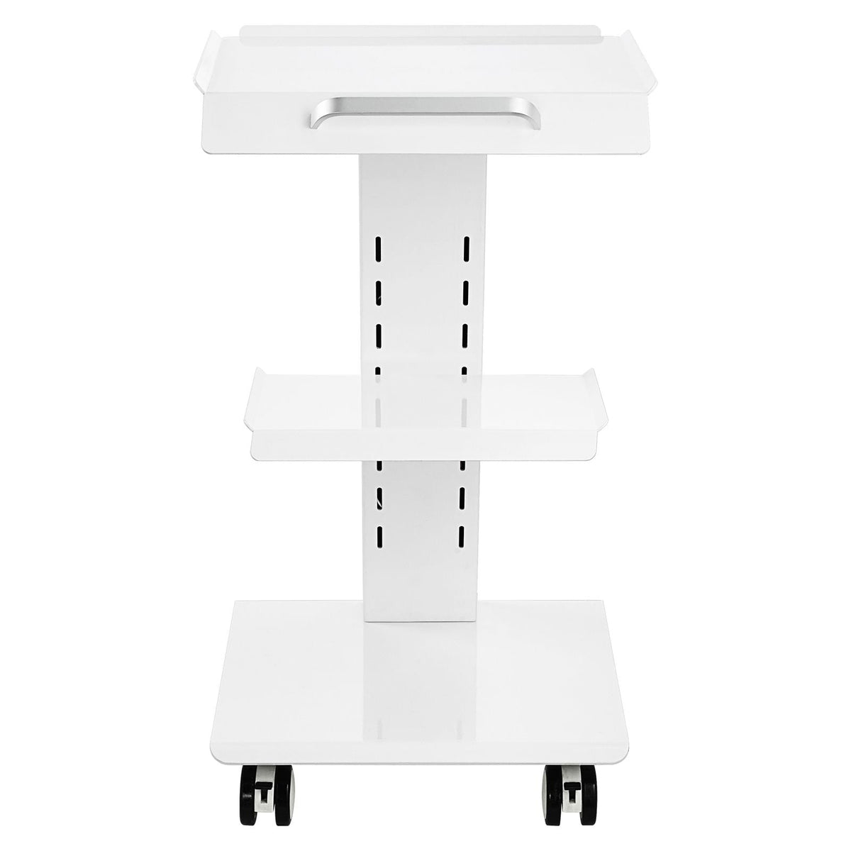 Lab Trolley, Rolling Lab Cart with Built-in Socket, 3-Layer Metal Mobile Trolley, Tray Rolling Clinic Cart with Swivel Wheels, 220 lbs Weight Capacity, for Lab, Clinic, Beauty and Salon